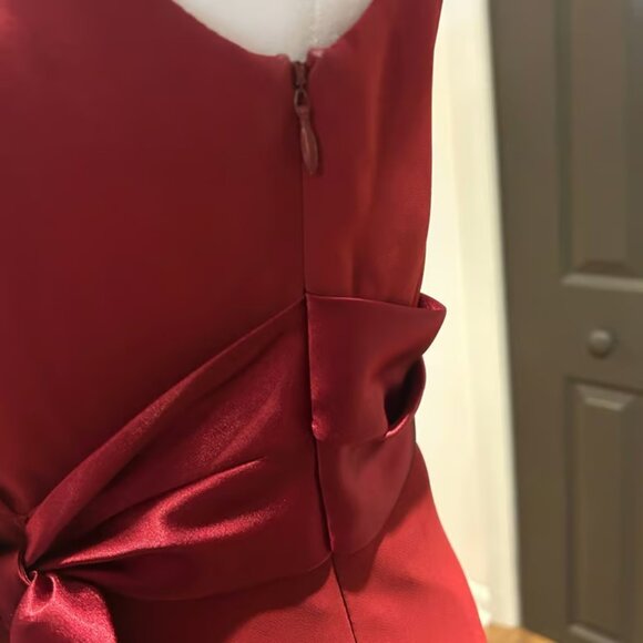 EVA PICONE Sz 8 Burgandy Chiffon V Neck Satin Sash Flowy Fairy Babydoll Event - Picture 4 of 7